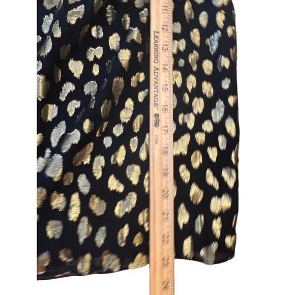 Rebecca Taylor Black Gold Metallic Spotted Silk Off Shoulder Ruffle Top Size S - Picture 9 of 11